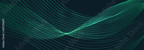 Abstract motion wave lines vector background in green and blue