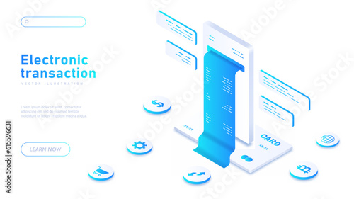 Electronic transaction white banner concept