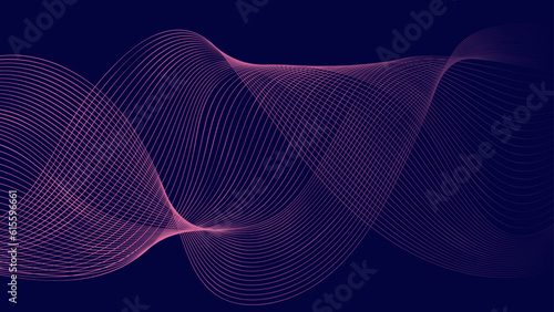 Abstract motion wave lines vector background in purple