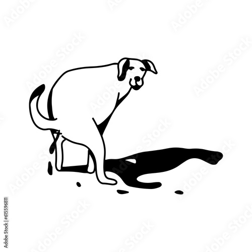 vector illustration of a dog peeing