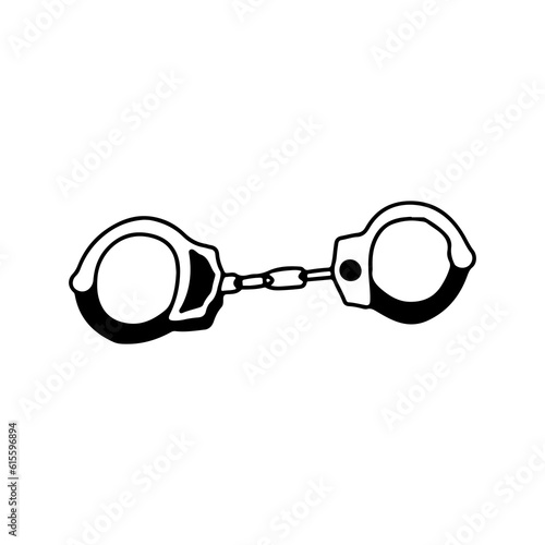 handcuffs concept doodle illustration vector