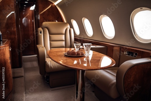 Luxury Private Jet Interior. Illustration AI Generative