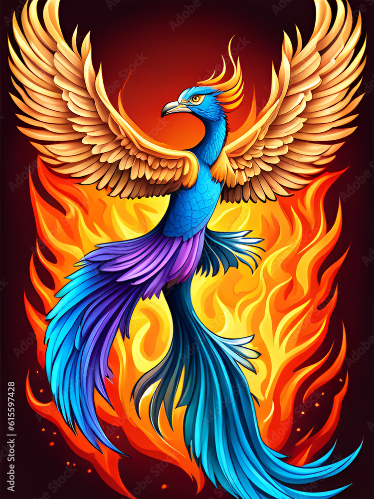 Colorful phoenix bird, symbol of rebirth - Generative AI Colorful phoenix bird, symbol of rebirth - Generative AI