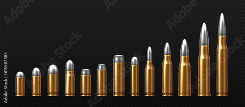 Realistic bullets for weapons set