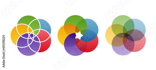 Venn colorful diagrams set