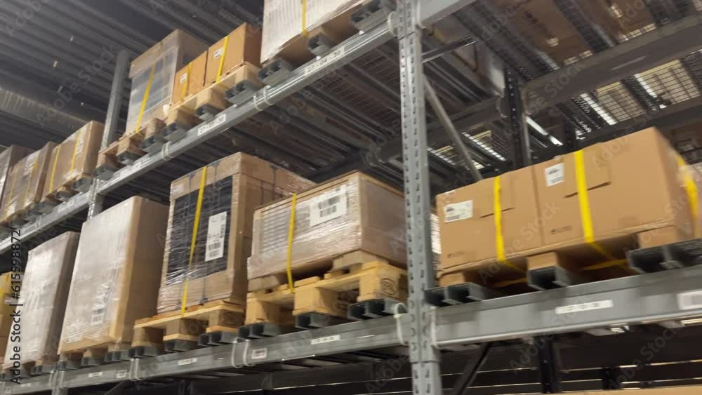 Logistics center. Large rack with goods. Logistics center. Large rack with goods.