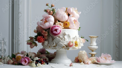 Elegant layered wedding cake
