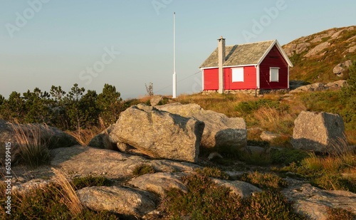Cabane rouge en Norvège