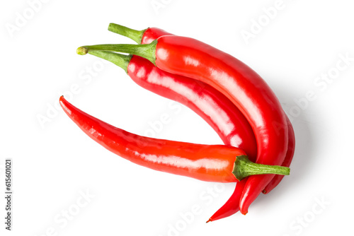 Fresh chili peppers isolated on white background