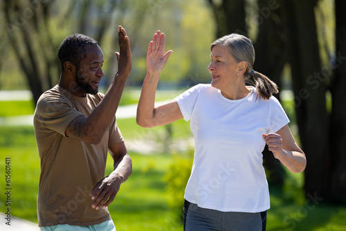 Couple having a nice run and feelinng good