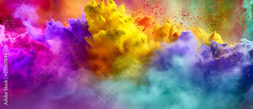 many colorful colors used in Holi festival (Generative AI) © Robert Leßmann
