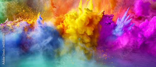 many colorful colors used in Holi festival (Generative AI)