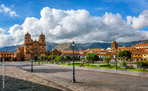 Plaza de Armas in the Old town of Cusco city, Peru photo