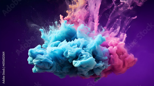 Color powder exploding. Paint water splash. Color mist