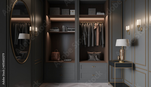 Home interior decor modern wall wardrobe design AI Generated image