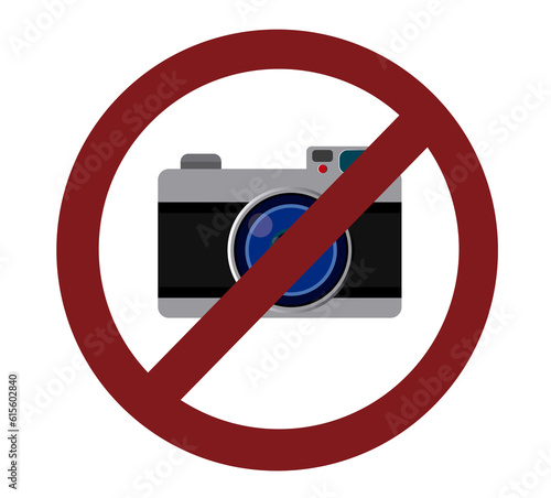 Dibujo de símbolo de prohibido sacar fotos. Cámara de fotos.