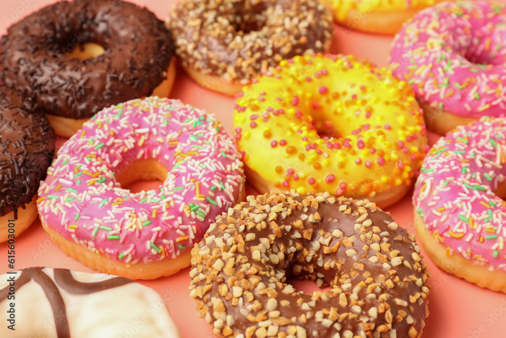 Sweet donuts as background, closeup Sweet donuts as background, closeup