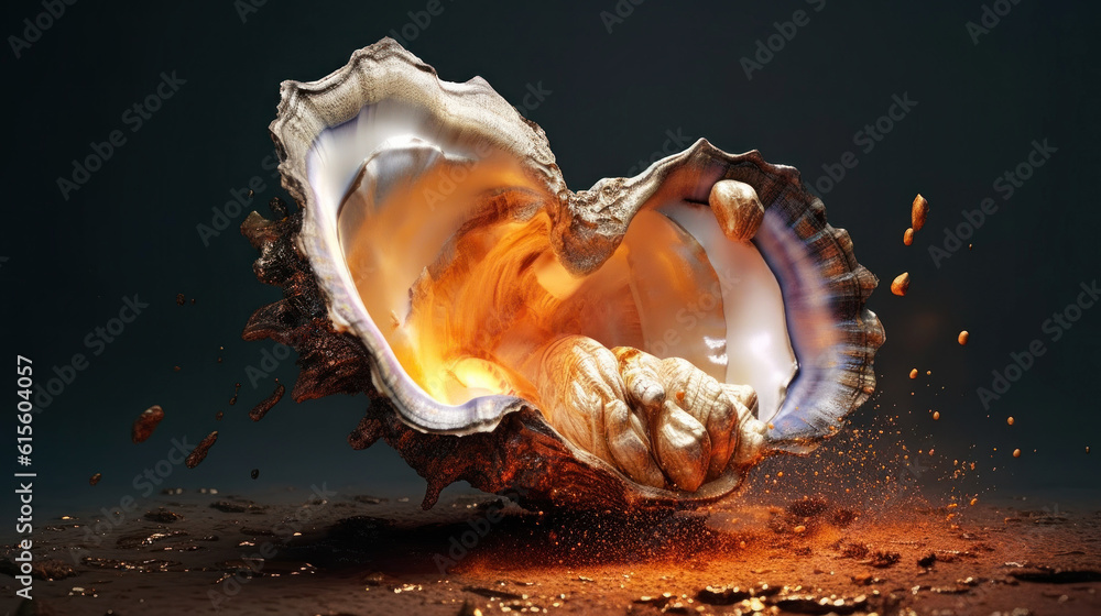 The Mangled And Damaged Shell Of An Oyster Clam Caused By The Damaging 