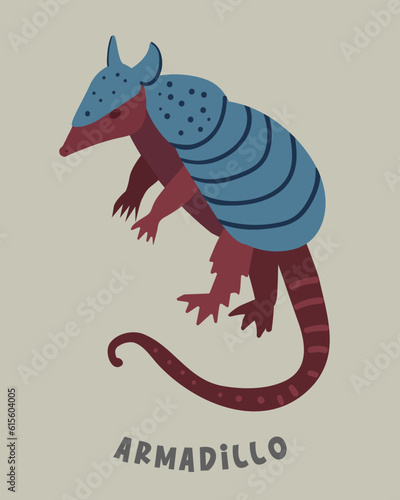 Armadillo. American animal  clipart. Vector illustration.