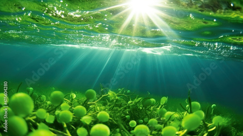 Single-celled organisms, such as phytoplankton, that lose their ability to perform photosynthesis efficiently due to changes in ocean water chemistry. Oceanic acidosis and climate change photo