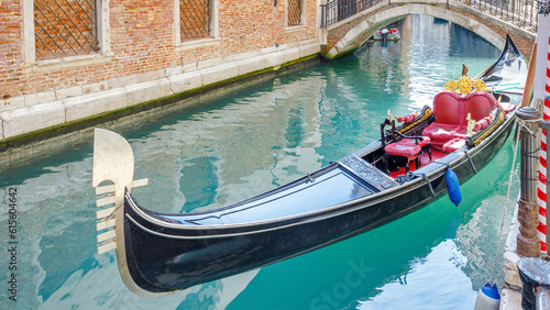 Gondola on the canal in Venice, Italy, Europe.