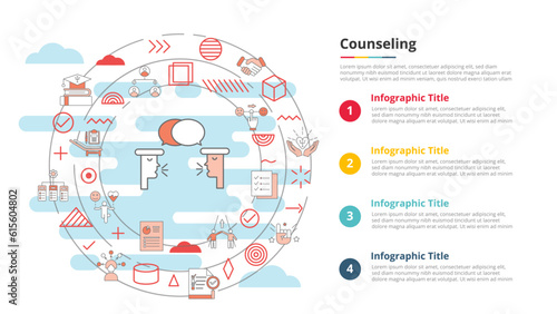 counseling concept for infographic template banner with four point list information