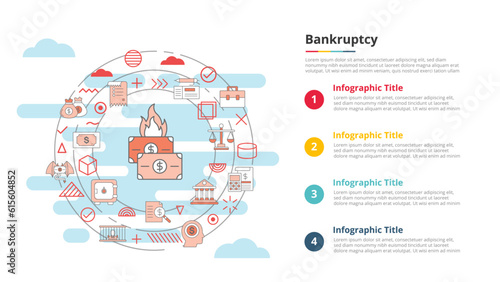 bankruptcy financial concept for infographic template banner with four point list information