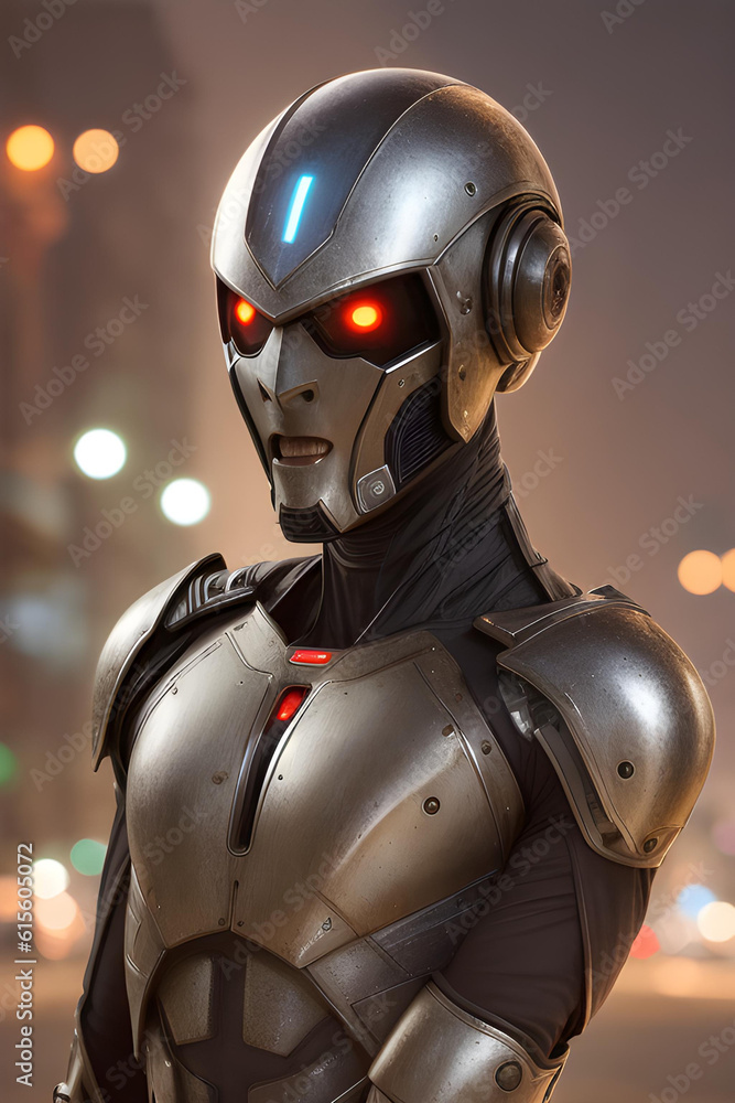 creepy alien warrior in his metal combat suit - generative ai creepy alien warrior in his metal combat suit - generative ai