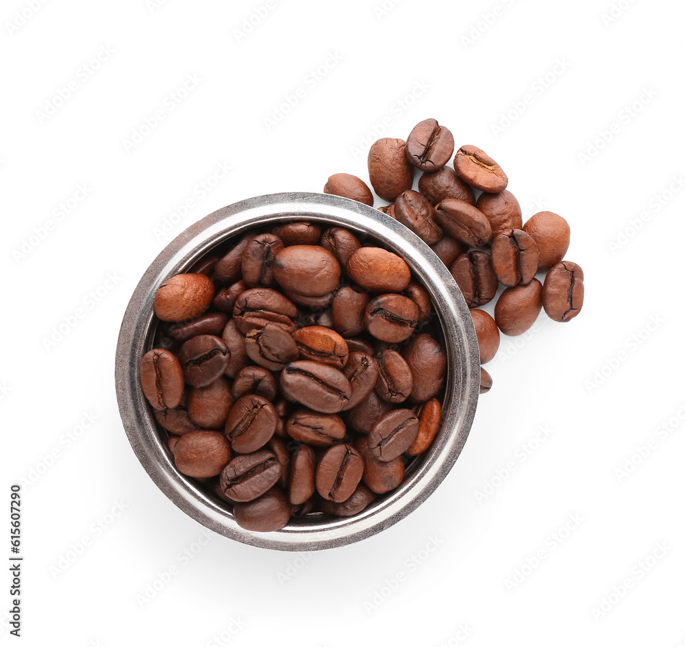 Bowl with coffee beans on white background Bowl with coffee beans on white background