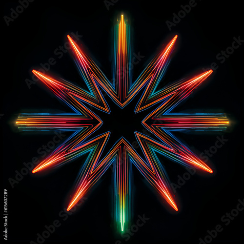 Neon dodecagram, abstract, star, twelve tips, design photo