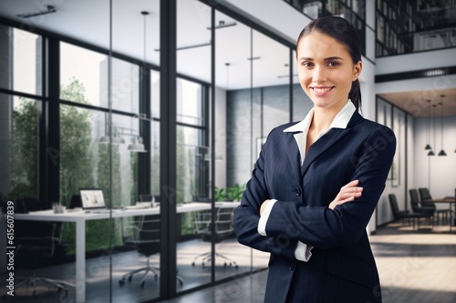 Beauty portrait of happy young business woman
