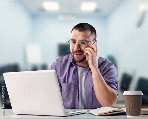 Creative young business man use laptop computer