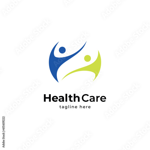 healthy people or happy family logo, world health icon vector