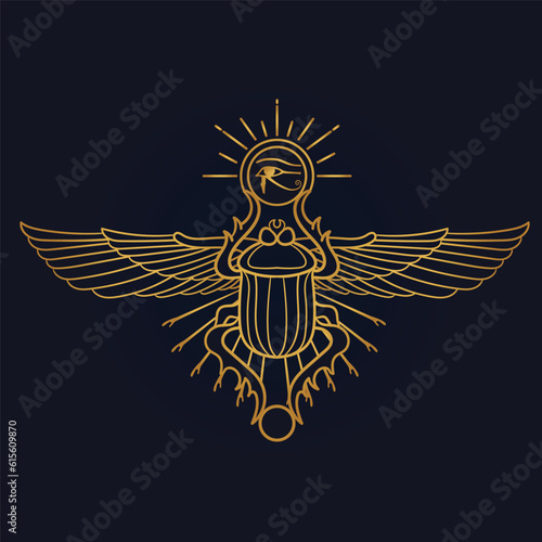Egyptian Scarab and Holy Egyptian eye of horus with wings 