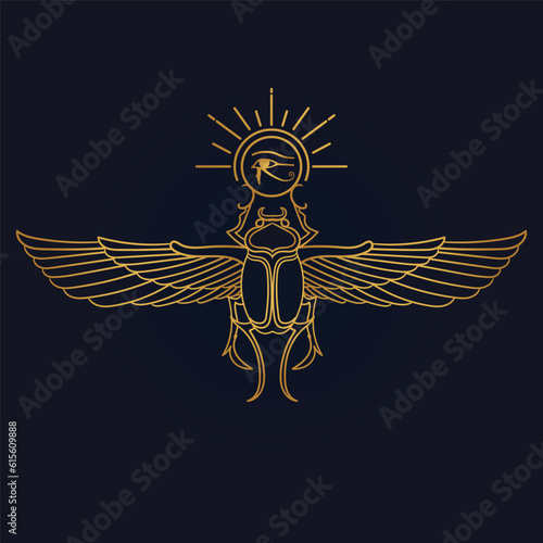 Egyptian Scarab and Holy Egyptian eye of horus with wings 