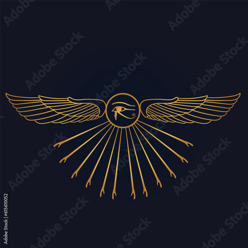 Egyptian  wings And eye of horus  VECTOR