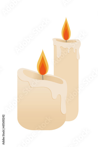 Quadro em tela Ilustración dos velas de cera encendidas con transparencia