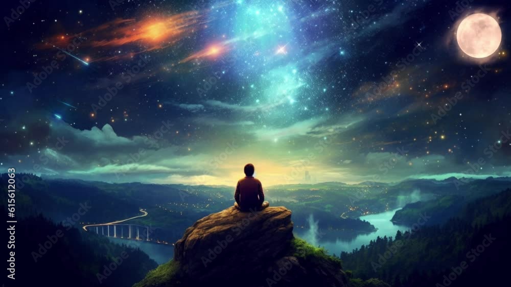person in the night, meditation, Generative AI person in the night, meditation, Generative AI