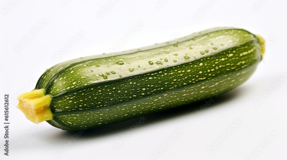 Courgette on white background. Created with Generative AI technology. Courgette on white background. Created with Generative AI technology.