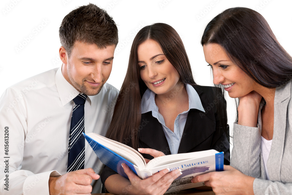 Portrait of Business People Looking on Book Portrait of Business People Looking on Book