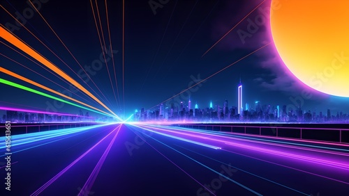 Wallpaper Mural Photo of a futuristic city illuminated by neon lights Torontodigital.ca