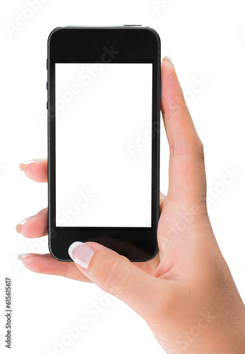 Hand Holding an iPhone with Blank Screen