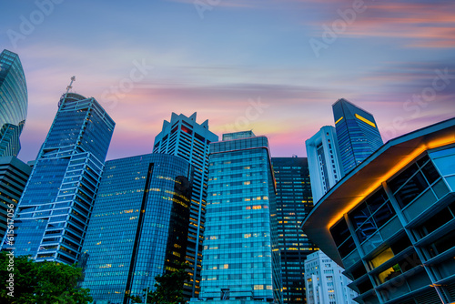 Singapore city skyline at twilight, 