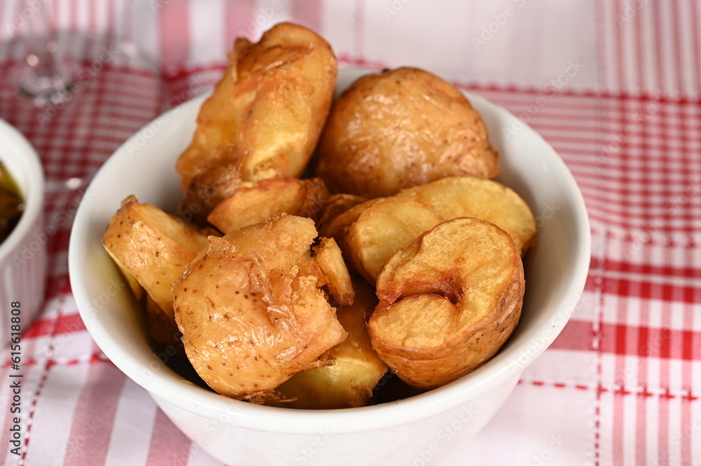 rustic potato roasted with garlic and spices snack rustic potato roasted with garlic and spices snack