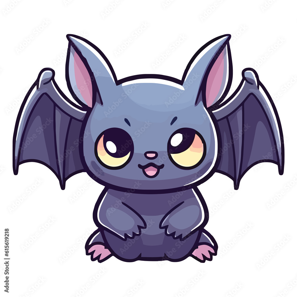 Curious Nighttime Prowler: Enthralling 2D Illustration Showcasing a Cute Vampire Bat