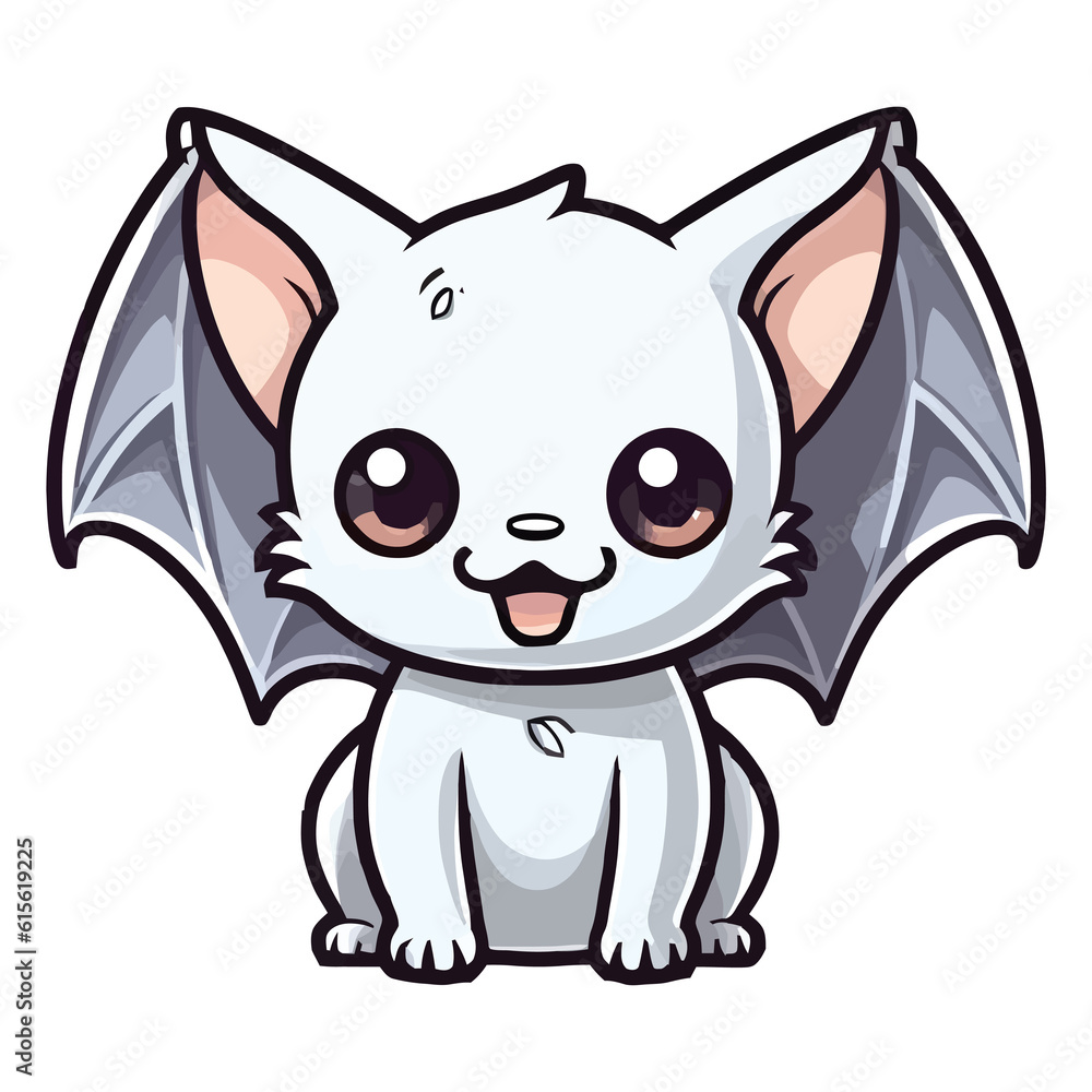 Curious Nighttime Prowler: Enthralling 2D Illustration Showcasing a Cute Vampire Bat