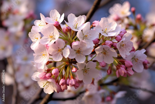 Cherry Blossom Tree in Bloom with Background Blurred