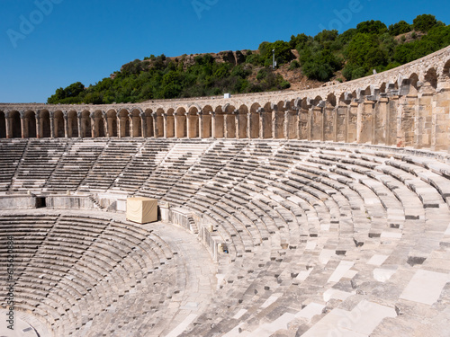 Ancient amphitheater Aspendos on a sunny summer day. Antalya. Turkey