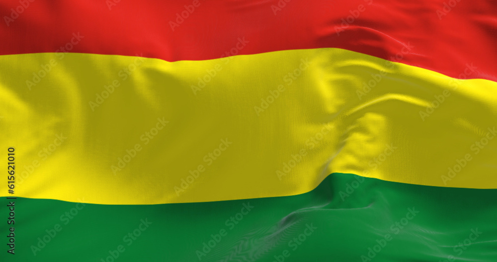 Obraz premium Close-up of the Bolivia national flag waving in the wind.