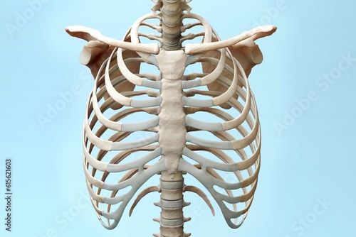 Rib cage on blue background